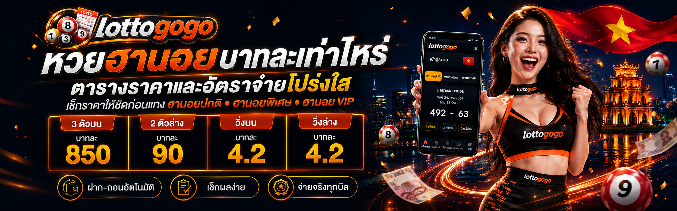 หวยฮานอยบาทละเท่าไหร่ ตารางราคาและอัตราจ่าย