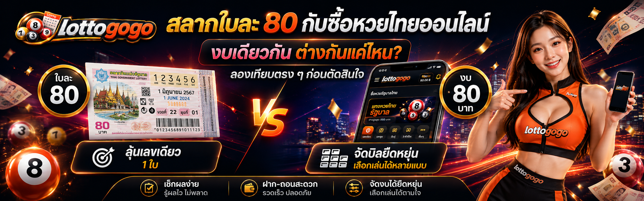 เว็บซื้อหวยไทย สลากใบละ 80 บาท เทียบหวยไทยออนไลน์